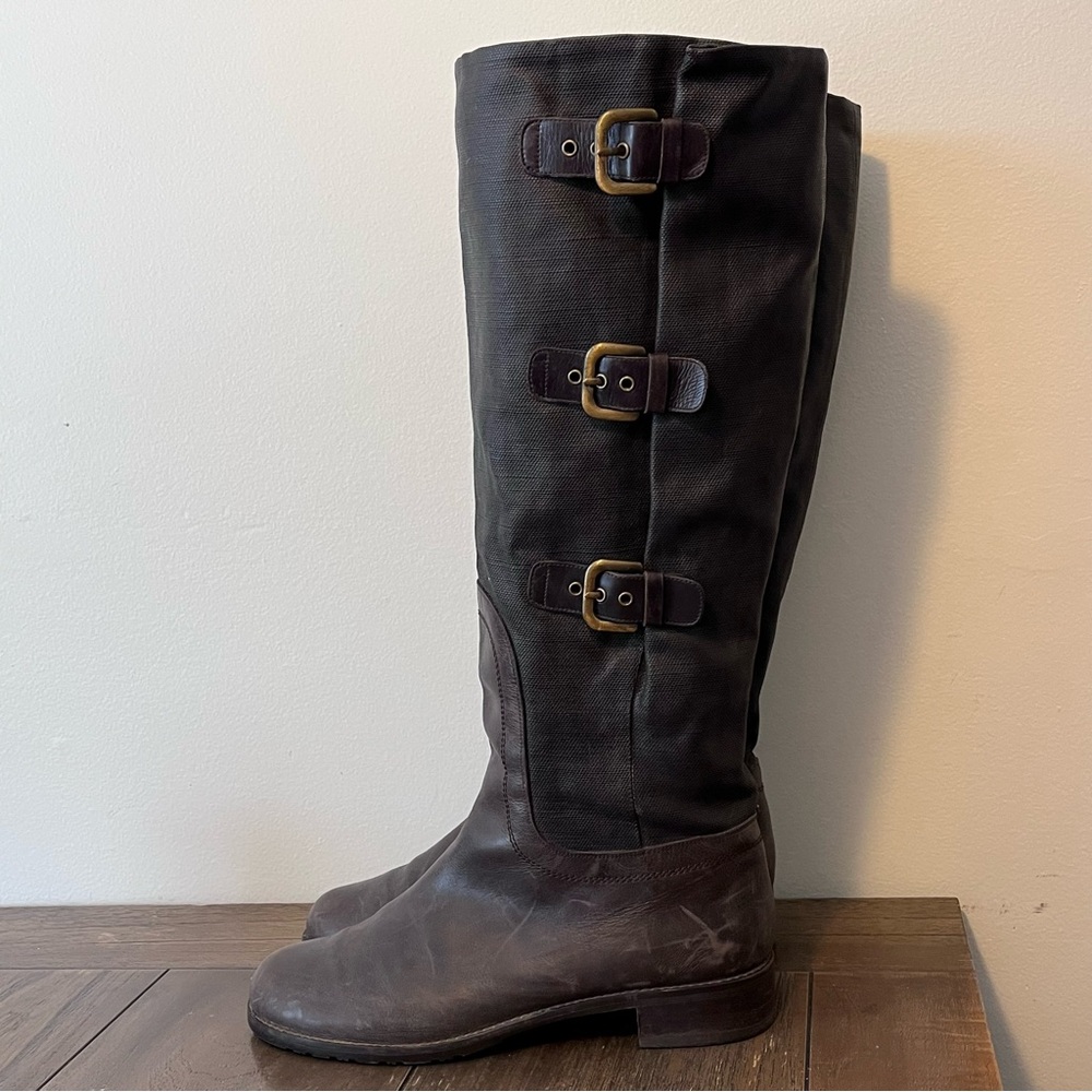 Stuart Weitzman Ludlow Buckled Tall Brown Leather Riding Boots Womens size 11